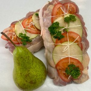 Rôti de pintade à la poire