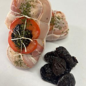 Rôti de poulet bacon et pruneaux